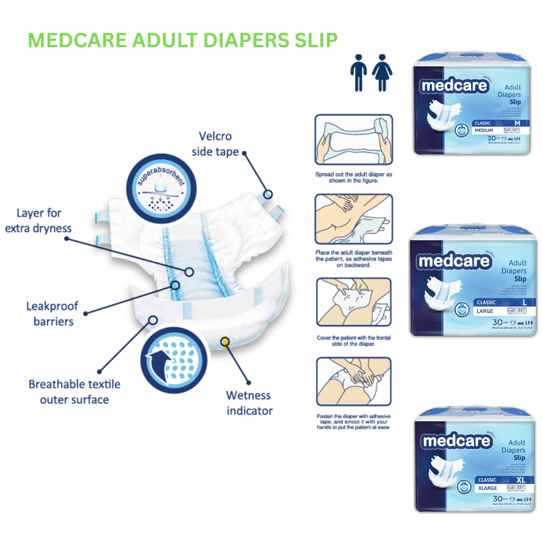Medcare Adult Diapers Slip Large(39.37" – 59.05")