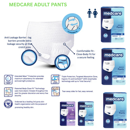 Medcare Adult Pull-Up Pants Large – Comfort & Dryness - Unisex