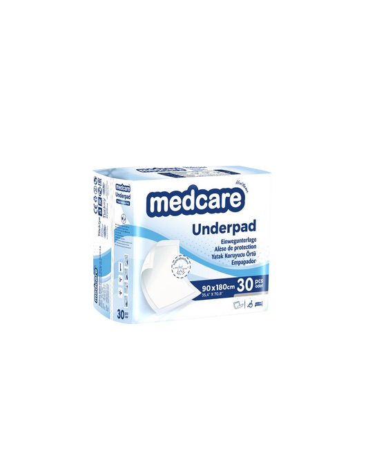 MEDCARE Max-Coverage™ Hospital-Grade Underpads | 35.4" x 70.8" Maximum Absorbency & Liquid-Impermeable Bed Protection (30-Pack)