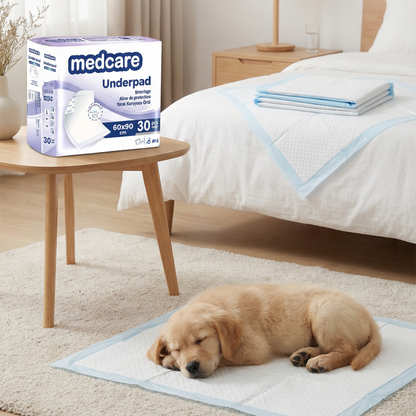 Medcare Regular (Normal) Underpad / Dog Training Pad 24x35 – Soft & Waterproof, 30-Pack