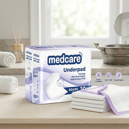 Medcare Regular (Normal) Underpad / Dog Training Pad 24x35 – Soft & Waterproof, 30-Pack