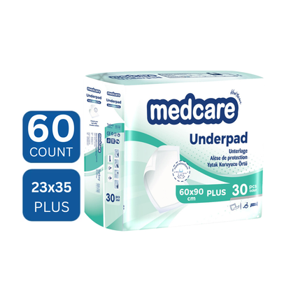 MEDCARE PLUS adult incontinence underpads premium pee pads high absorbency waterproof backing 60 count DICAMEDCARE