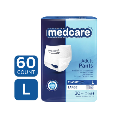 Medcare pull up style adult incontinence underwear size L unisex high absorbency 60 count DICAMEDCARE