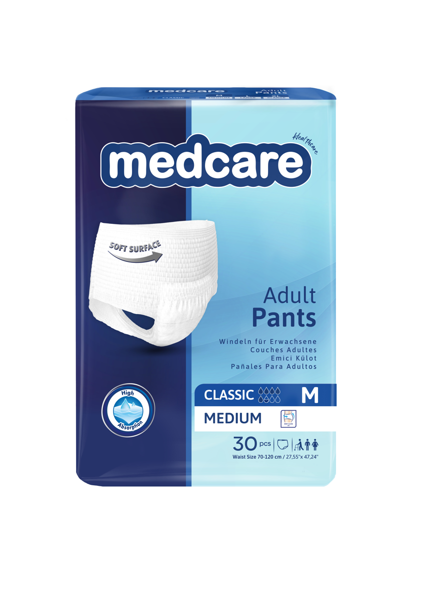 Medcare pull up style adult incontinence underwear size M unisex high absorbency 30 count DICAMEDCARE