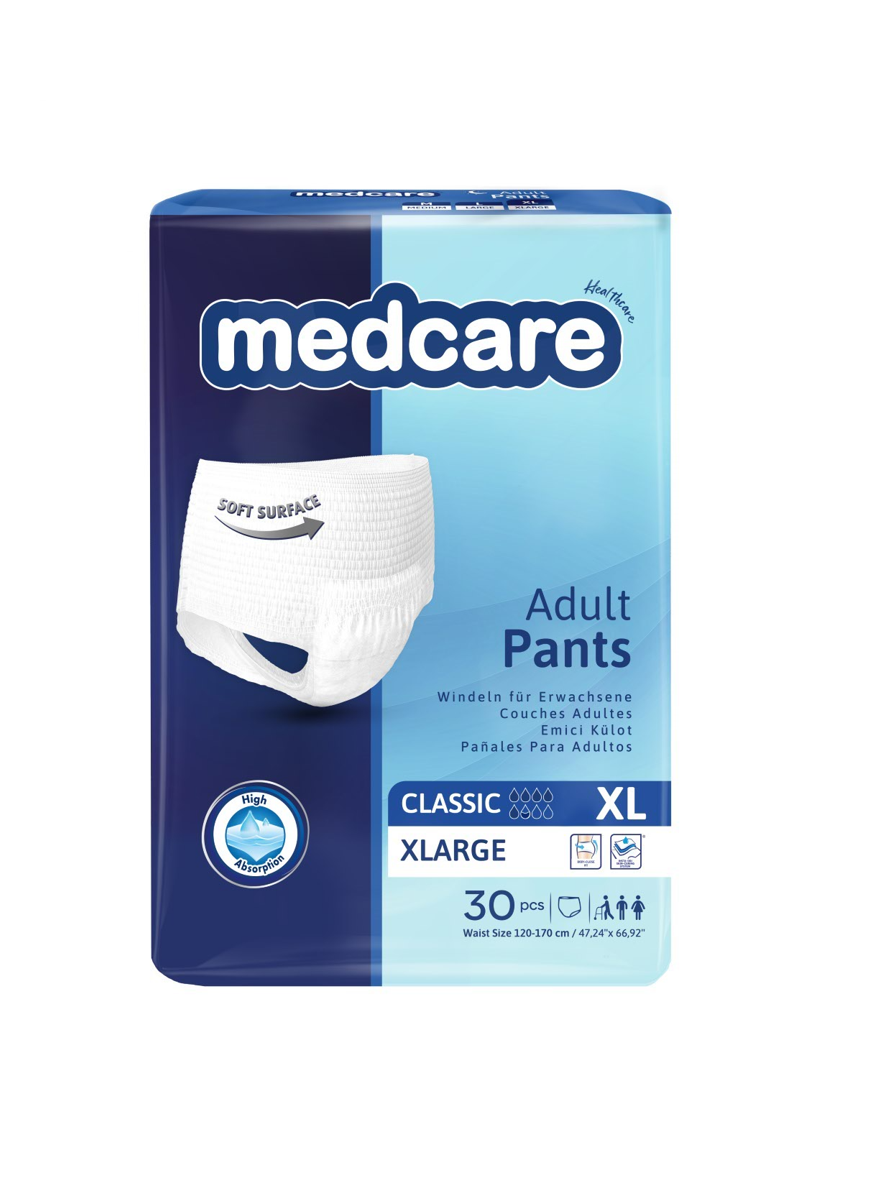 Medcare pull up style adult incontinence underwear size XL unisex high absorbency 30 count DICAMEDCARE